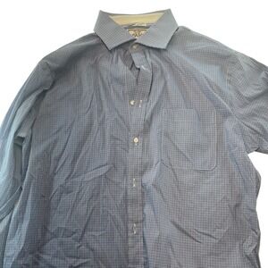 J.S.‎ A. Bank 1905 Mens 17-35 Blue Gingham Stretch Non Iron Tailored Fit Shirt